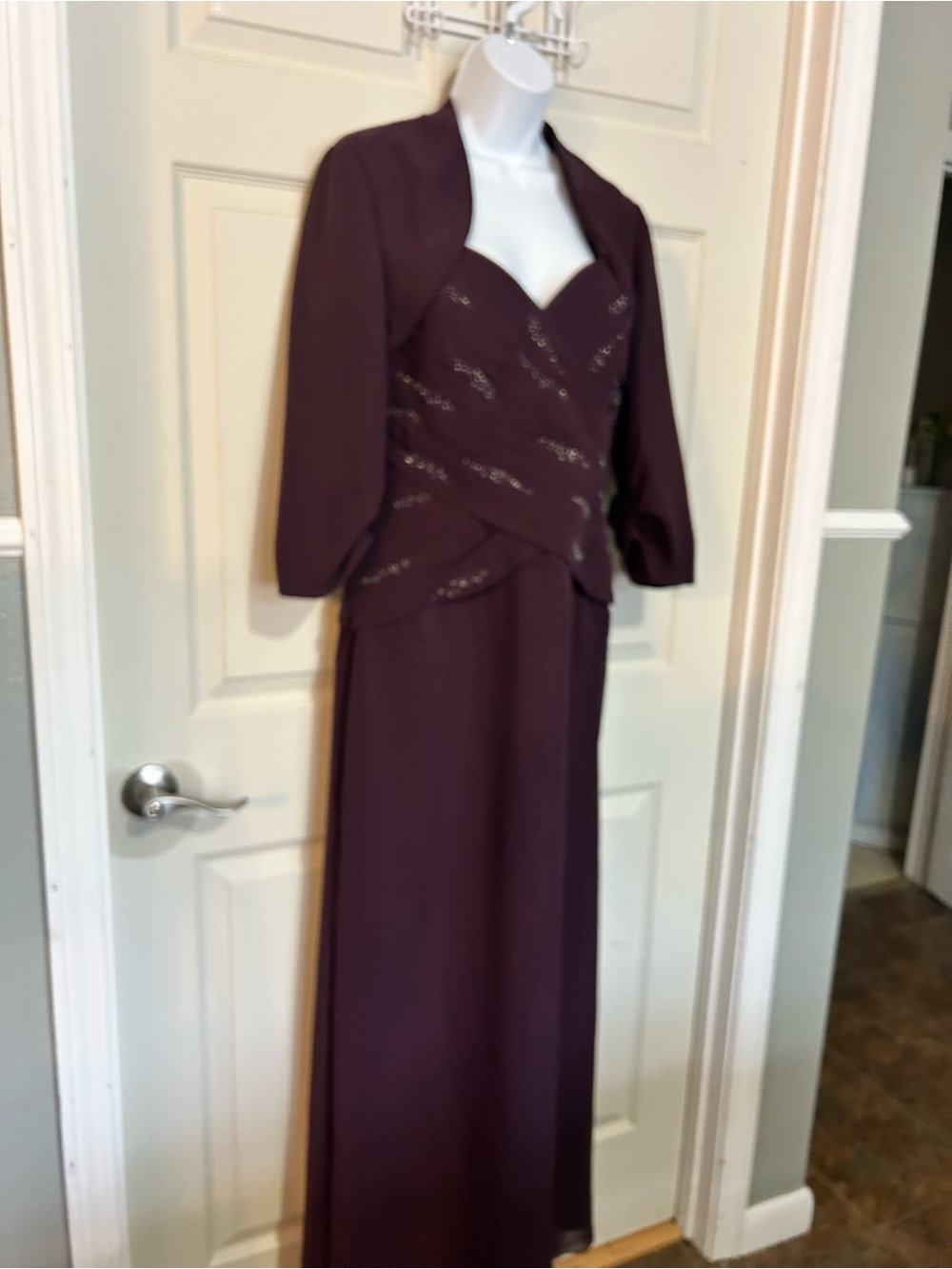Wine Evening Gown with Bolero Jacket